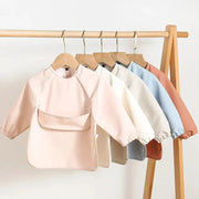 1 Piece Solid Color Baby Painting Smock Long Sleeve Waterproof Art Smock And Feeding Bib Apron For Kids Accessories