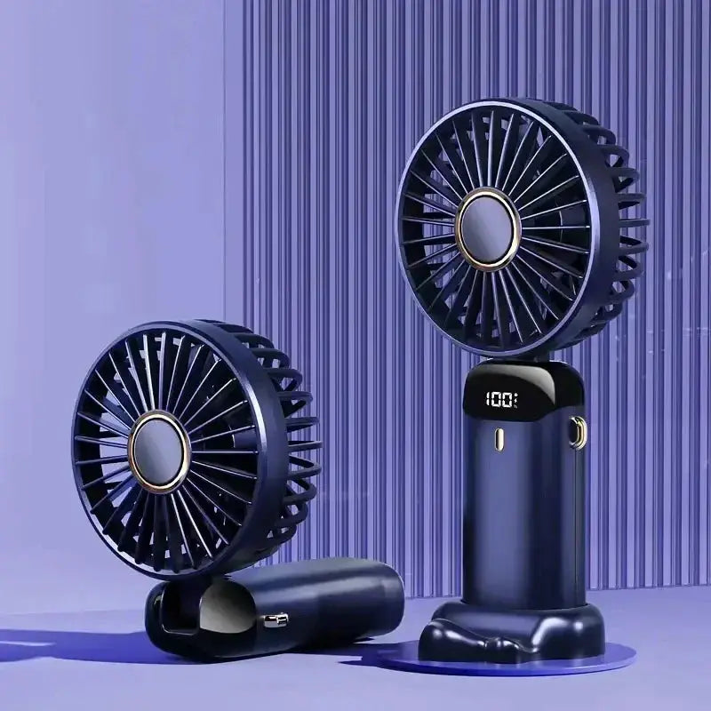 Portable Handheld Rechargeable Fan With LED Digital Display 90 Degree Adjustable 5 Speed Aromatherapy Mini