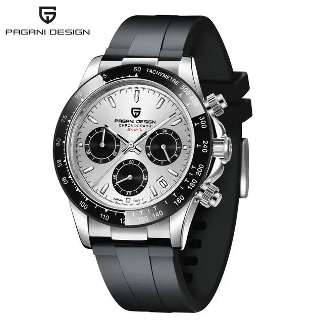 PAGANI DESIGN 40mm New V2 Mens Quartz Watch With Sapphire Crystal Retro Chronograph Stainless Steel Waterproof Wristwatch