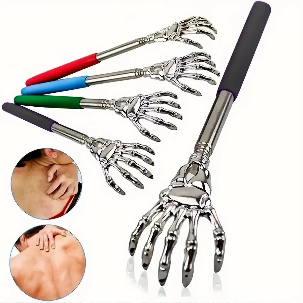 Portable Extendable Back Scratcher Stainless Steel Telescoping Massager For Humans And Pets With Rubber Grip