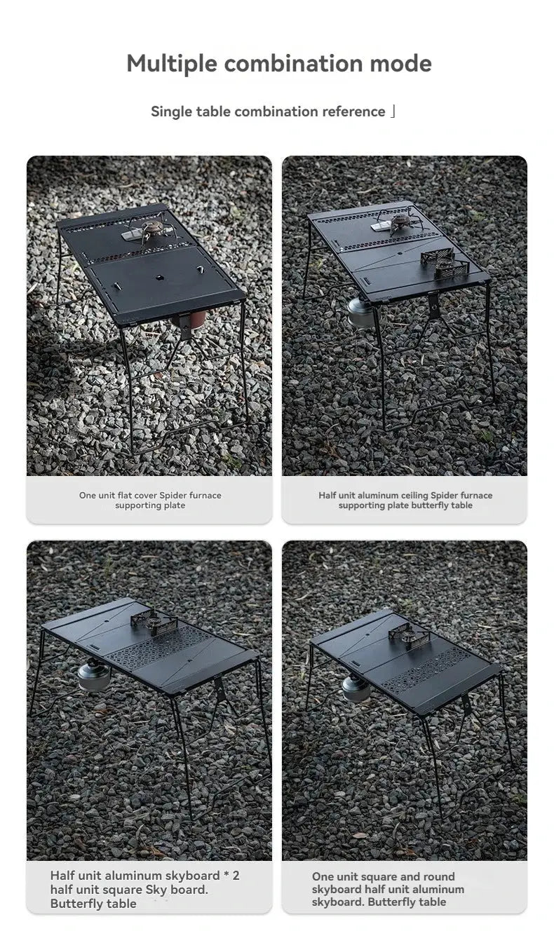 CampingMoon CK-25BK-1PIGT combination table, black folding outdoor camping table for Snow Peak stove cover