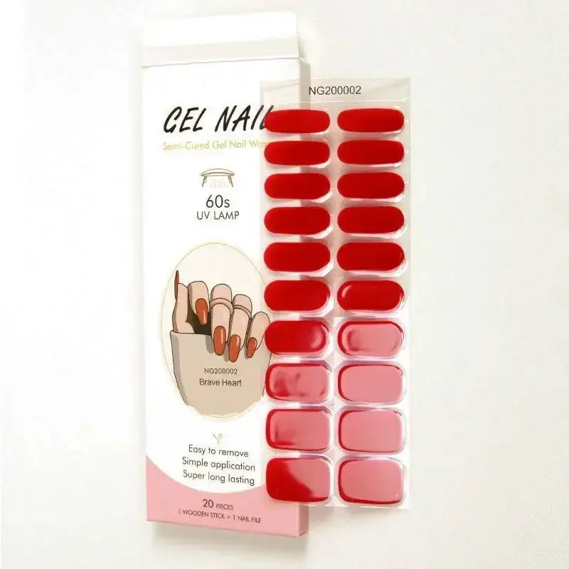 NailLux Semi Cured Nail Wraps For 16 To 20 Tips Easy Full Cover Adhesive Press On Nails Gel Finish UV LED Compatible