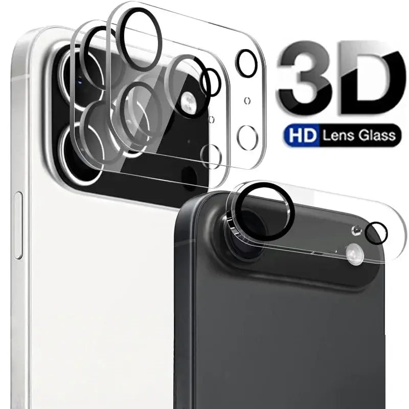 Simples Market 1–5 pcs tempered glass camera lens protectors for iPhone 13–17 with black circular lens covers