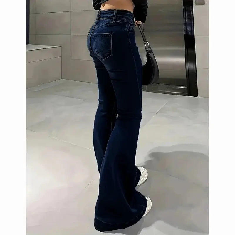 2025 High Waist Flared Bootcut Jeans Women Stretch Denim Bellbottoms