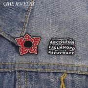 Sci Fi Horror Enamel Pins Cannibal Flowers and 26 English Letter Brooches for Backpacks Lapels and Gifts