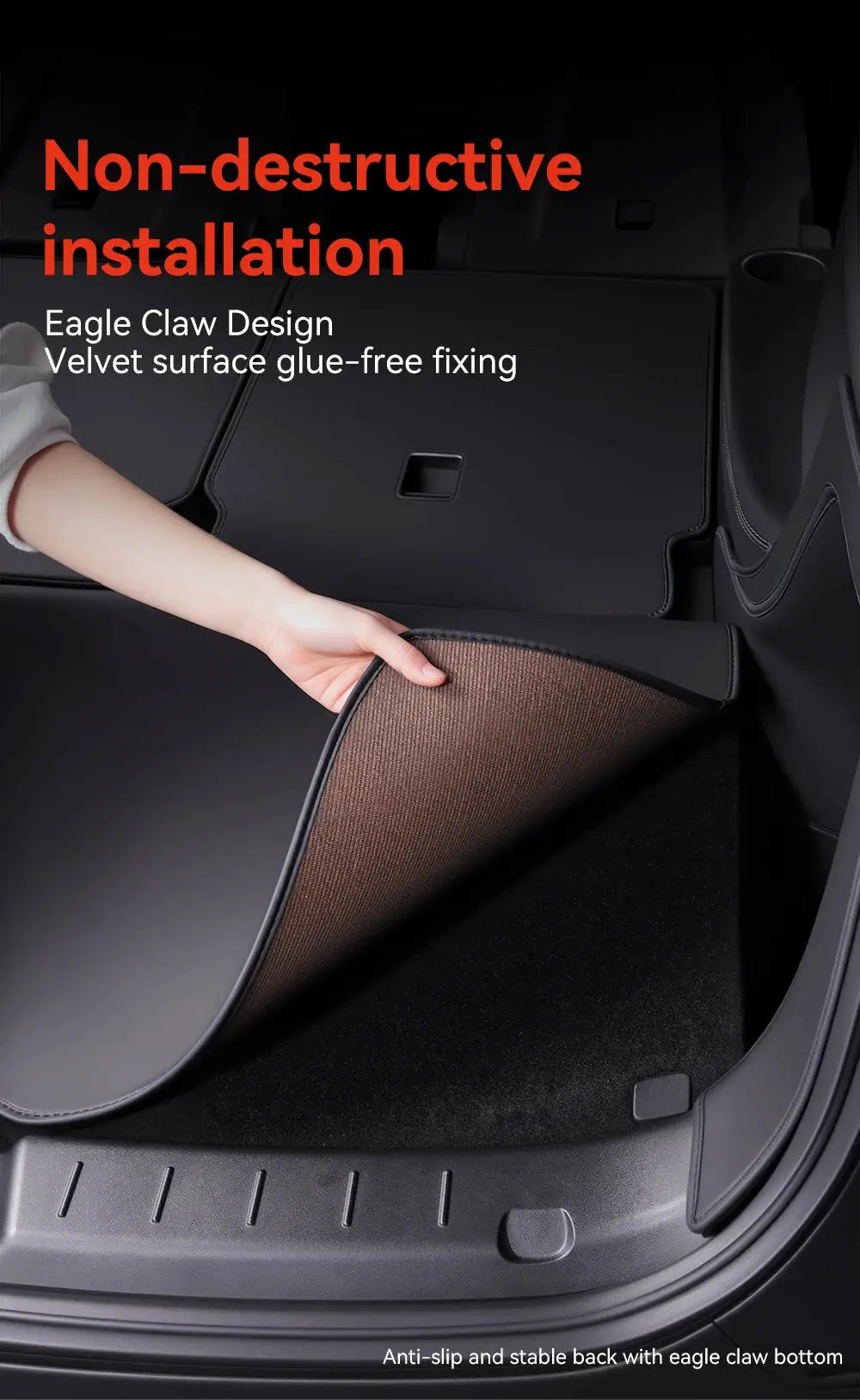 Simples Market trunk mat for Tesla Model YL Juniper 2026, Nappa leather look, all-weather anti-scratch trunk liner