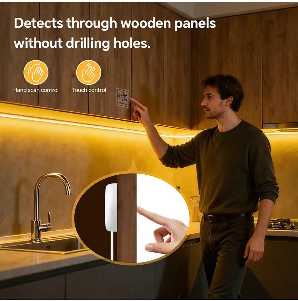 Self-Adhesive COB LED under-cabinet lamp, warm white, touch-dimmable kitchen lighting