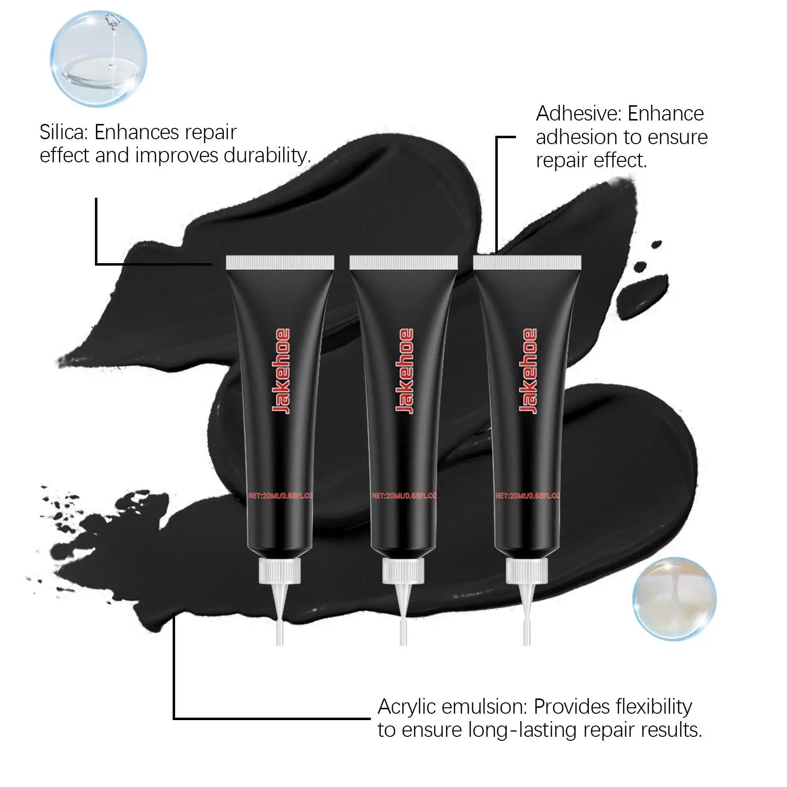 Simples Market car interior leather repair kit with 3 black acrylic-emulsion tubes for leather goods.
