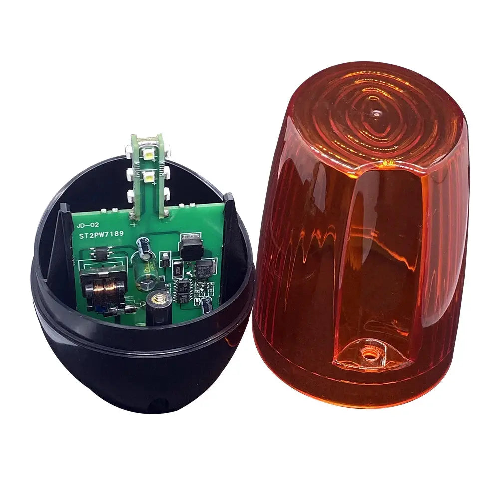 AC DC LED gate flashing light beacon with red lens and circuit board by Simples Market