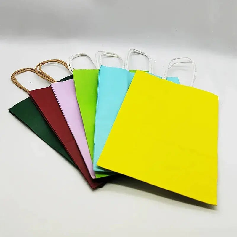 Holiday Gift Bags With Handles Pack 10 30 50 Kraft Paper Colored Paper Bags For Christmas Valentines Day Wedding Gift