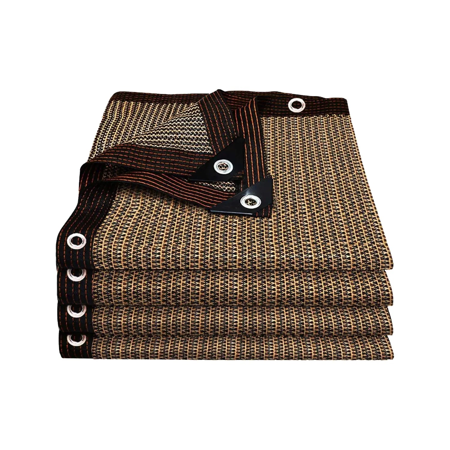 Heavy duty shade cloth with grommets in brown; UV-blocking sun shade for patio, garden, carport
