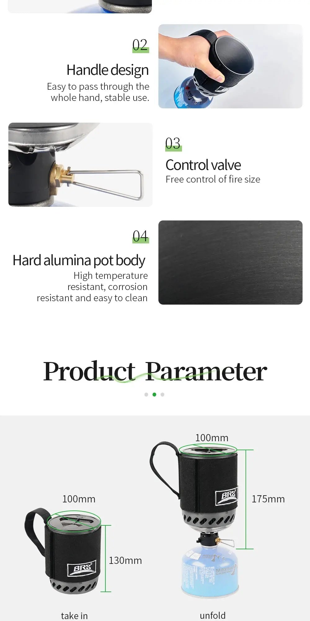 BRS-61 camping integrated heat-collecting pot burner, Simples Market portable backpacking stove with aluminum pot.