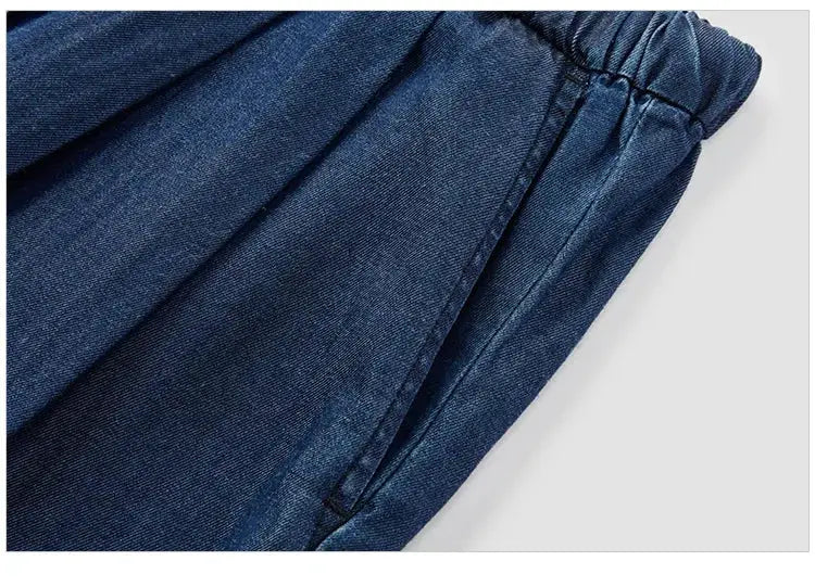 Semir Elastic Waist Denim Pants Women Draped Fit Wide Leg Trousers