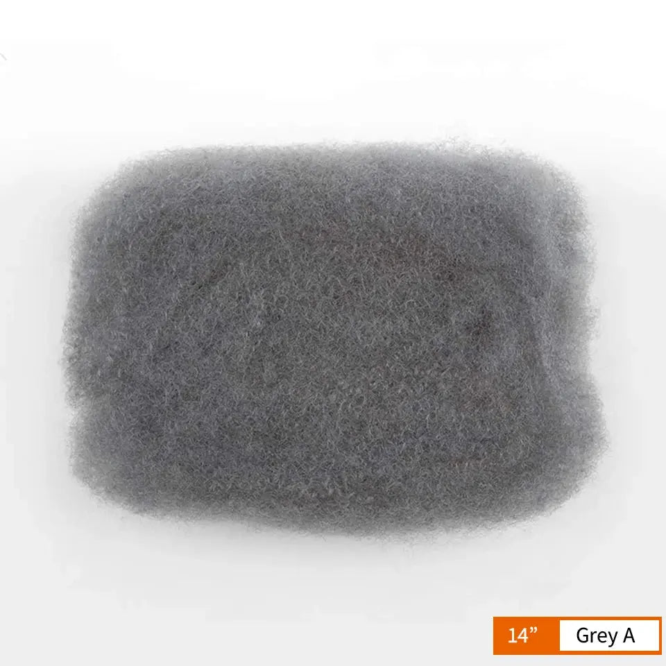 14in grey Afro kinky curly bulk human hair for braiding, Remy, soft and lightweight, no attachment