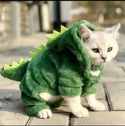Pet Cat Dog Halloween Costume Dinosaur Cosplay Hoodie Fleece Sweater For Small Dogs And Cats Winter Warm