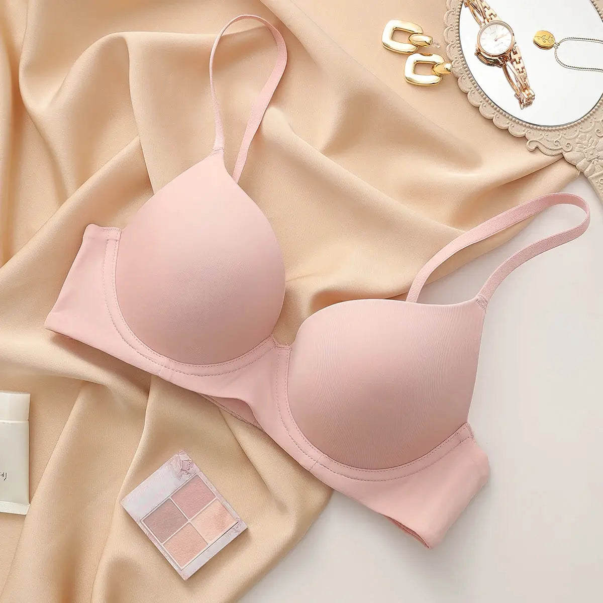 Plus size pink cotton seamless push-up bra by Simples Market