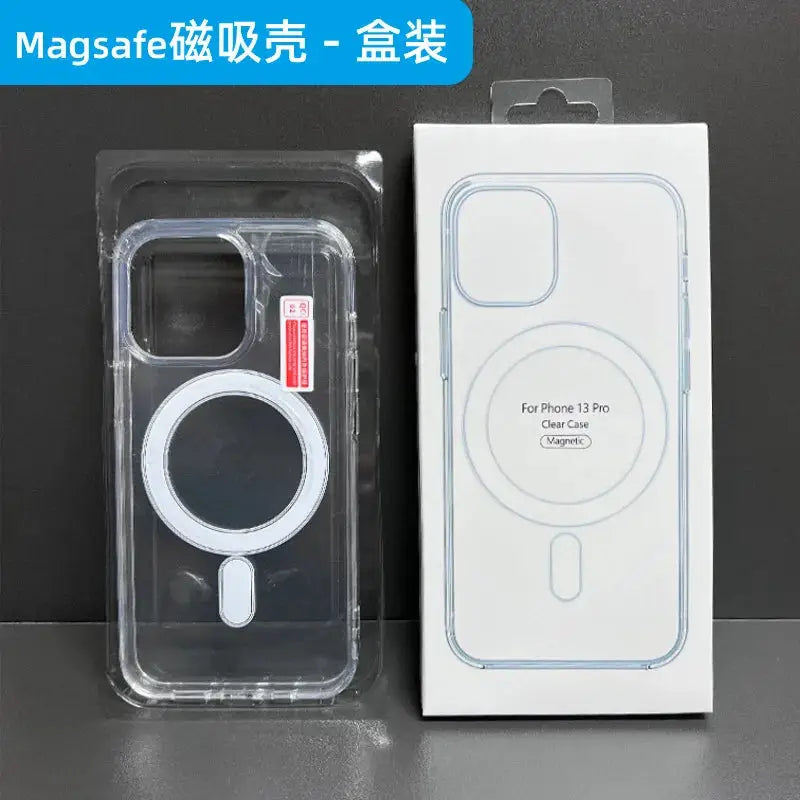 Simples Market transparent MagSafe phone case with magnetic ring, boxed shockproof cover for iPhone 11–17 series
