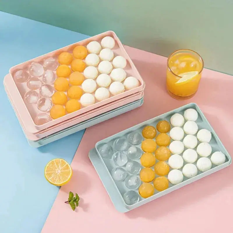 Family 33 Ice Cube Trays And Ball Ice Molds Set Hockey Style PP Mold For Whiskey Balls Popsicles Kitchen Tools
