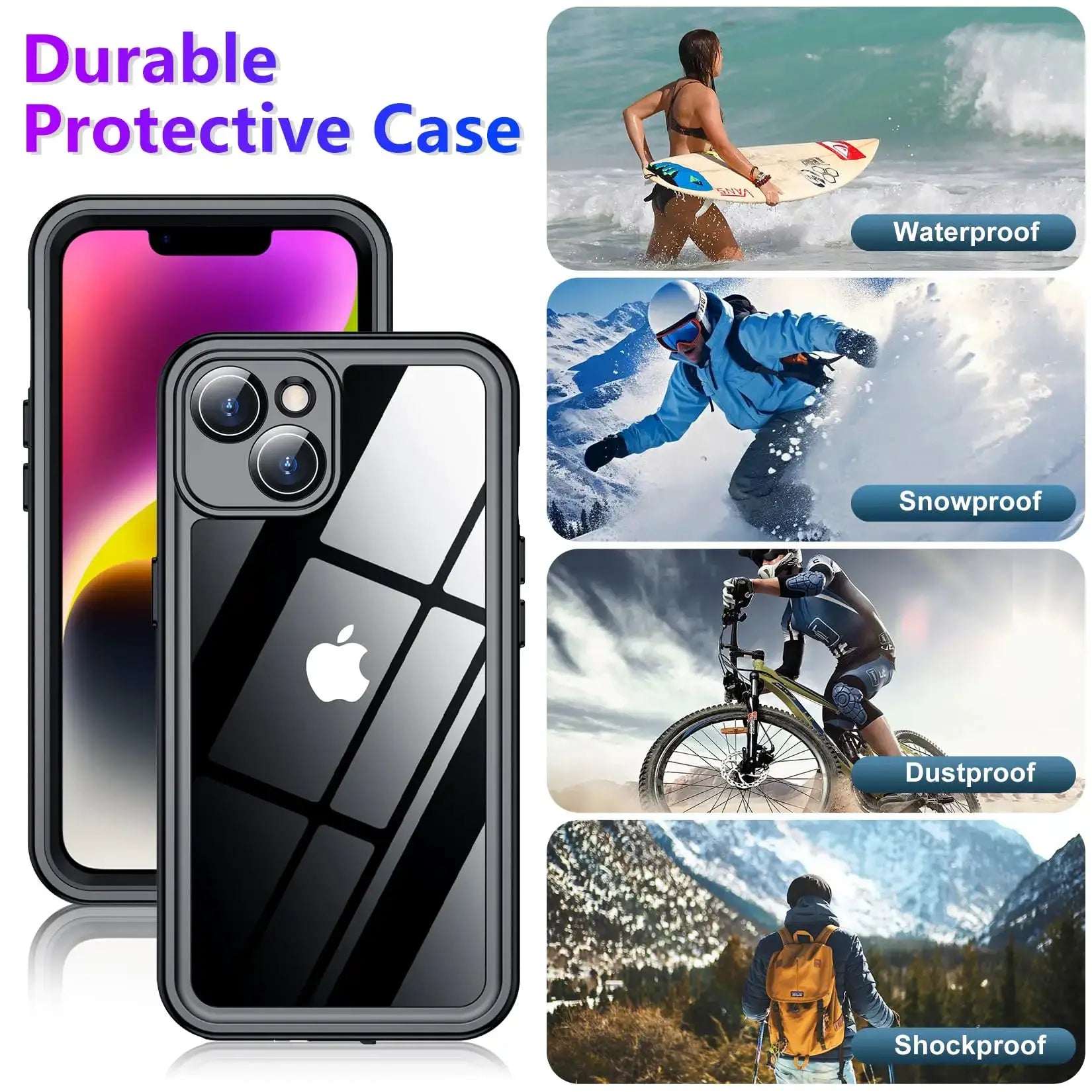 Shellbox Professional Waterproof Phone Case for iPhone 13 14 15 16 360 Full Coverage Shockproof Dustproof IP68
