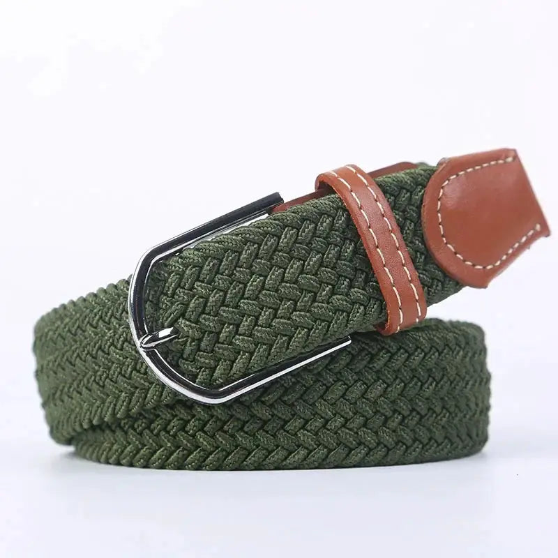 UrbanFlex Unisex Knitted Pin Buckle Belt Elastic Braided Canvas Stretch For Comfortable Jeans Wear