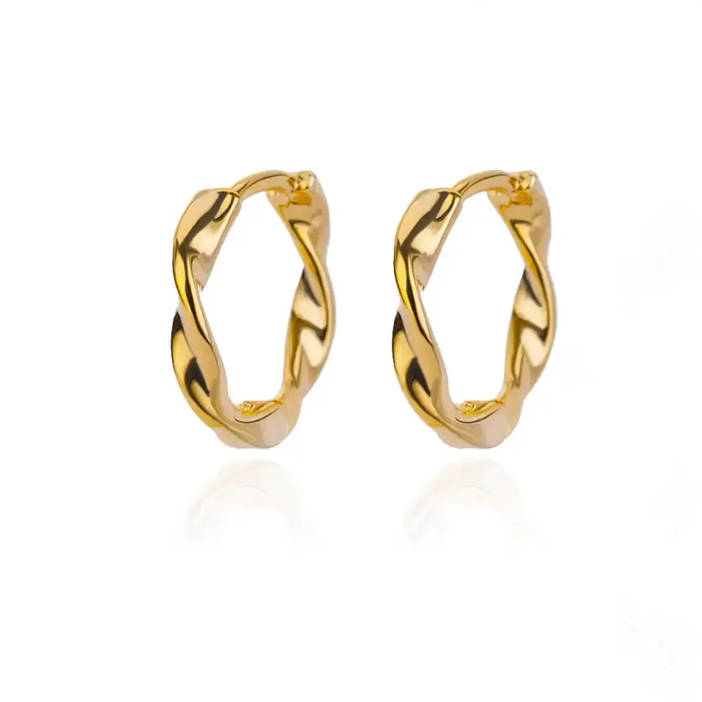 Gold-tone twisted hoop earrings for women, Simples Market stainless steel pair, vintage-style luxury jewelry