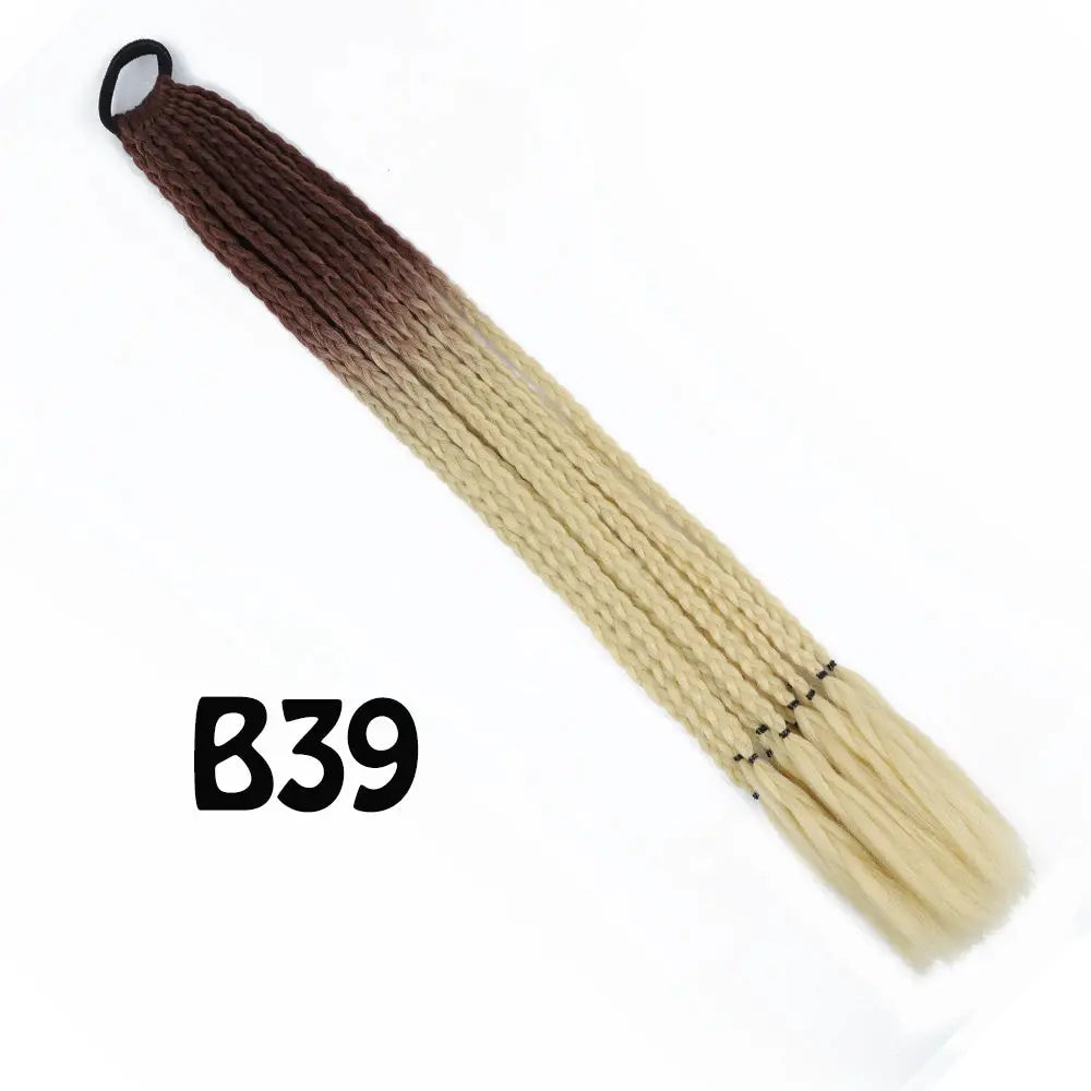 Synthetic gradient braided ponytail extension by Simples Market, 24in, brown-to-blonde with elastic band