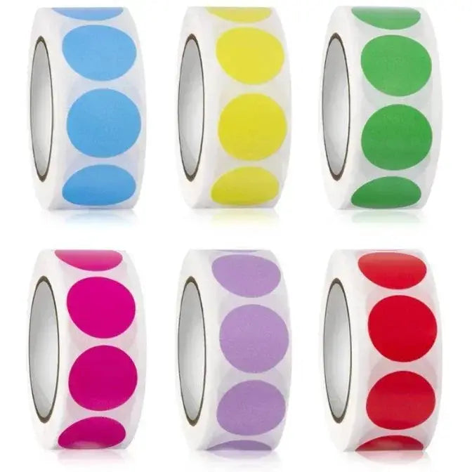 1000 Color Dot Label Stickers Coated Paper Round Sticker Rolls for Color Coding Kawaii Stationery Aesthetic