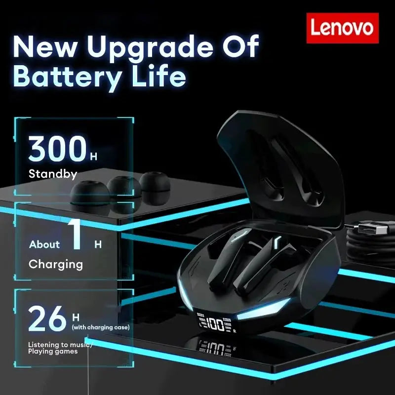 Lenovo XT53 Wireless Earphones Bluetooth 5.4 Low Latency Gaming Earbuds With Led Display Waterproof