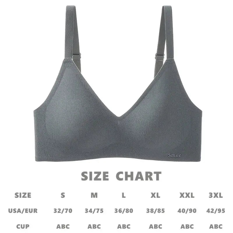 Simples Market latex cup bra, soft skin-friendly grey wireless with no steel ring and adjustable straps