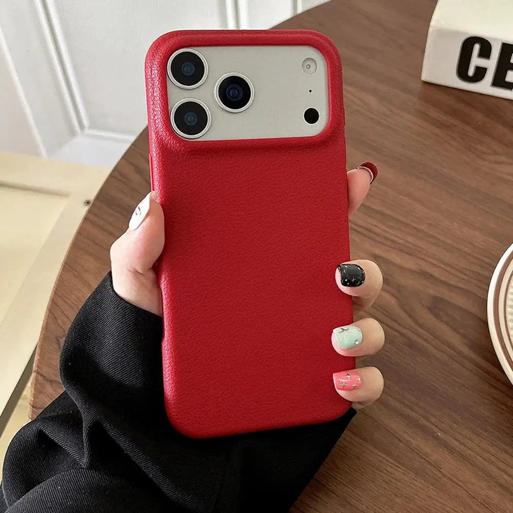 PrestigeCase Luxury Leather Texture Phone Case for iPhone 17 Pro Max and Other Models Soft TPU Shockproof Cover