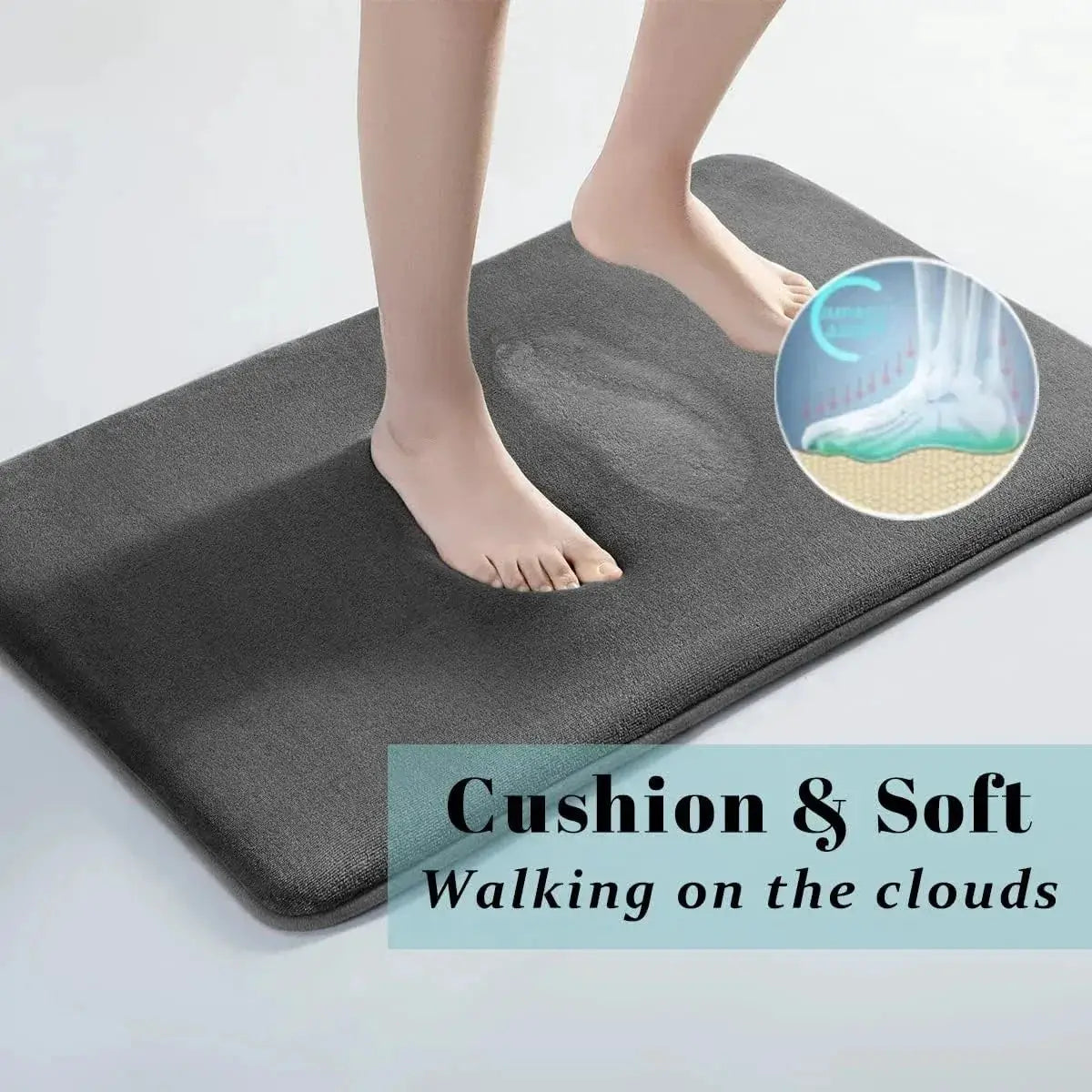 Alfombra de baño Simples Market gris oscuro de terciopelo coral, súper absorbente y antideslizante para suelo y puerta
