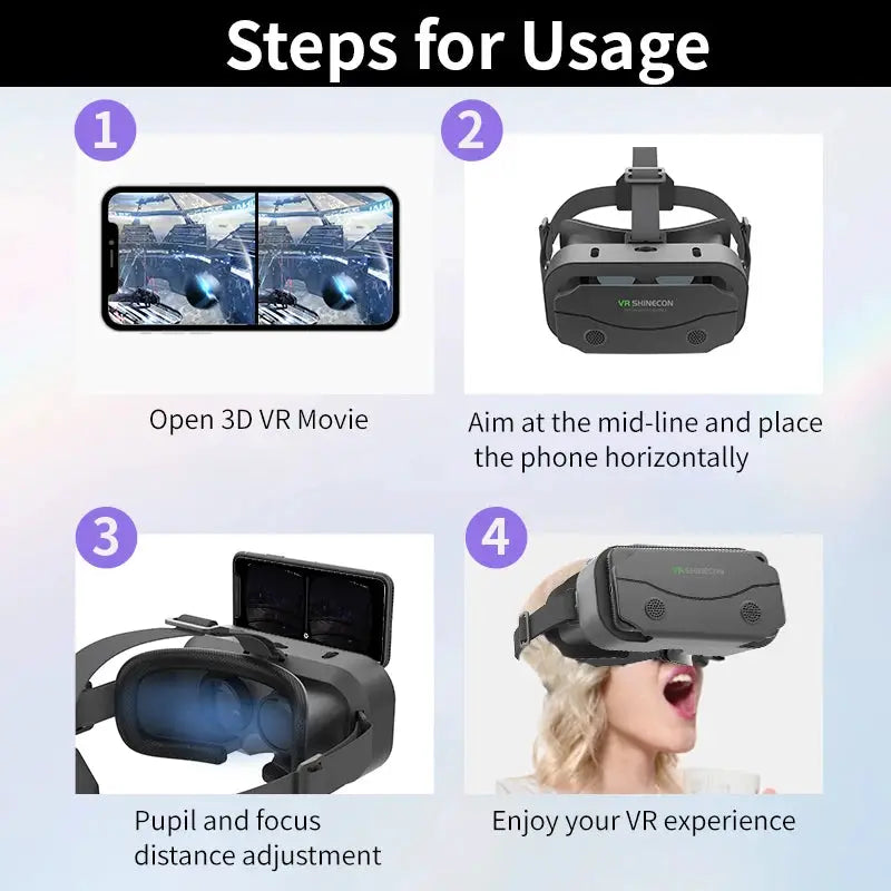 VR Glasses Virtual Reality Headset For Smartphones With 3D Lenses Smart Goggles Game Accessory