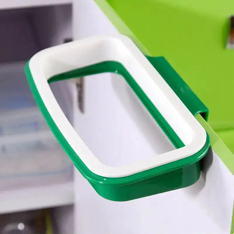 Green Hanging Garbage Bag Rack With Cover For Kitchen Cabinet Portable Rubbish Bag Plastic Holder