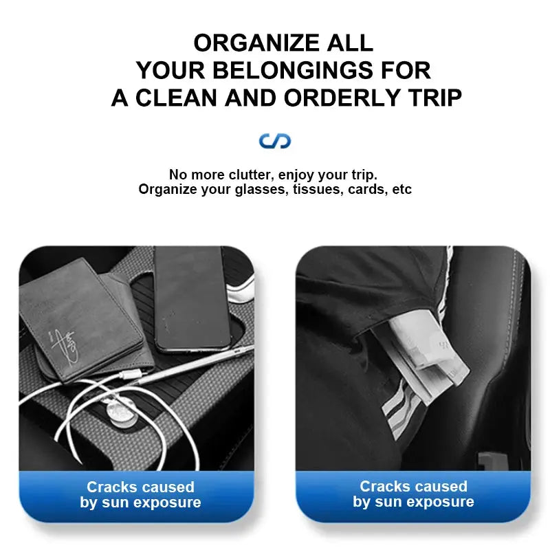 BLALION car sun visor organizer, leather multi-pocket holder for sunglasses and cards by Simples Market