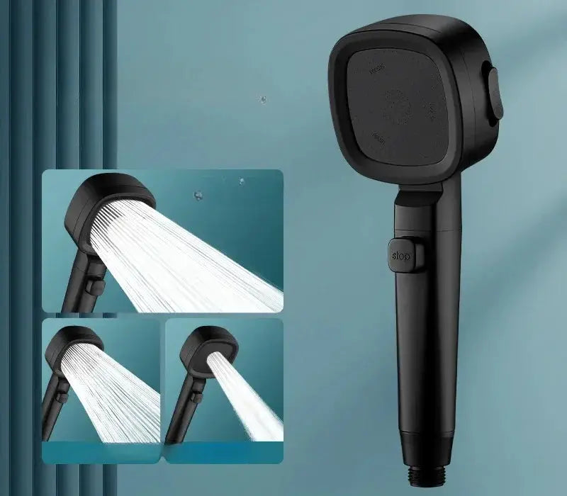 High Pressure Shower Head Water Saving 3 Modes Adjustable One Key Stop