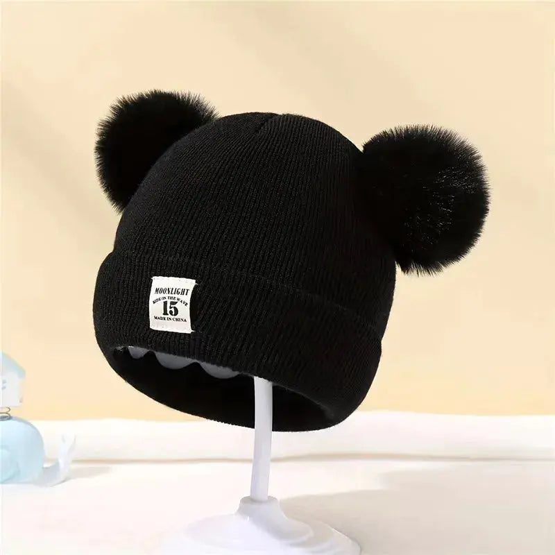 Autumn Winter Baby Beanie Hat With Pom Pom Knit Hat Solid Color For Boys And Girls 0 To 3 Years