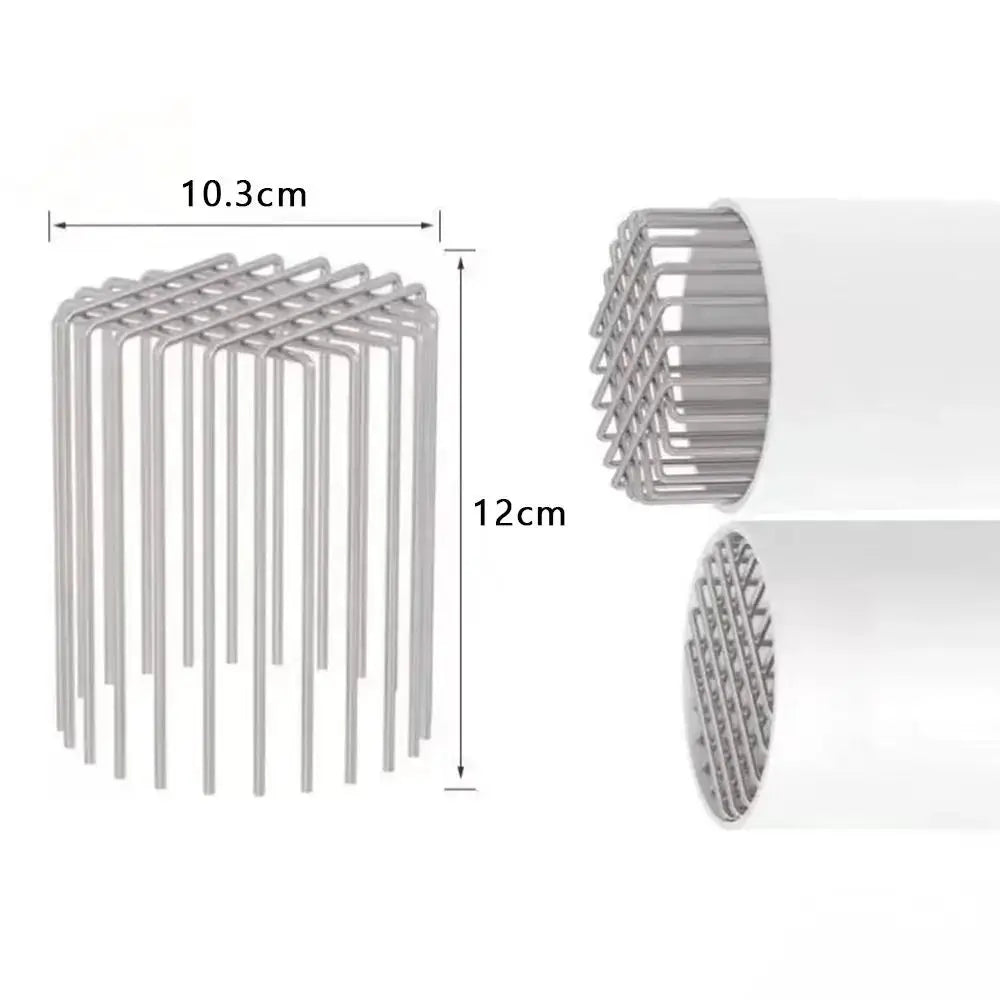 Round stainless steel drain cover with anti-blocking grate; 12 cm height and 10.3 cm width, Simples Market