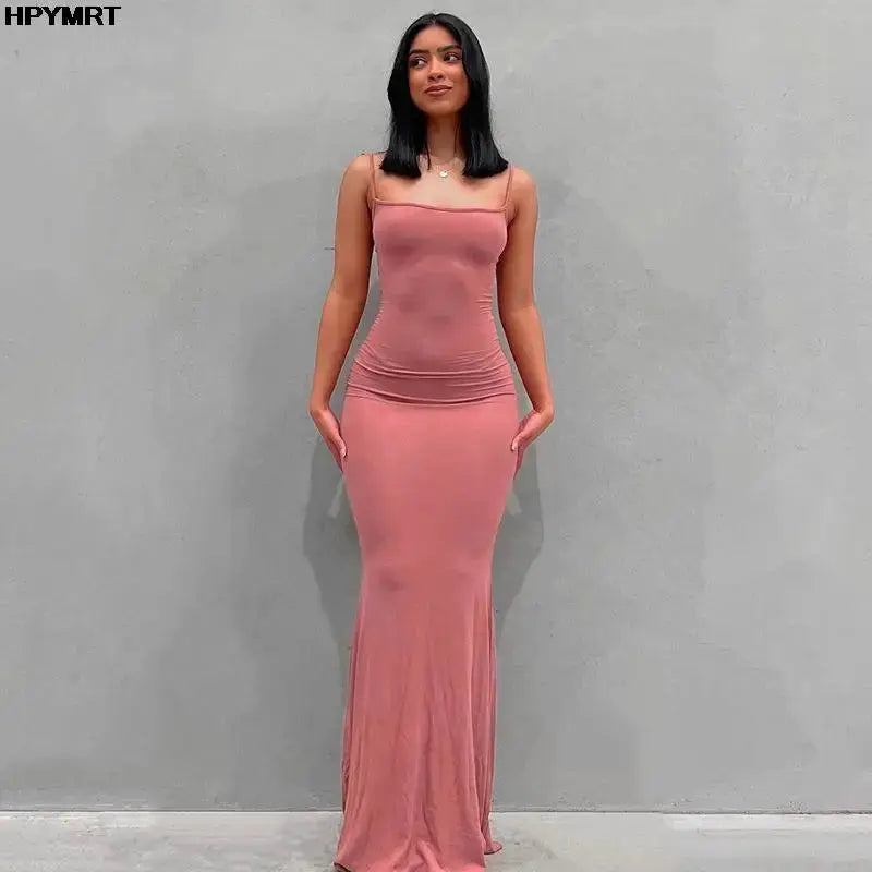 LuxeSilk Satin Slip Maxi Dress Sleeveless Backless Bodycon Elegant Party Ready Y2K Revival