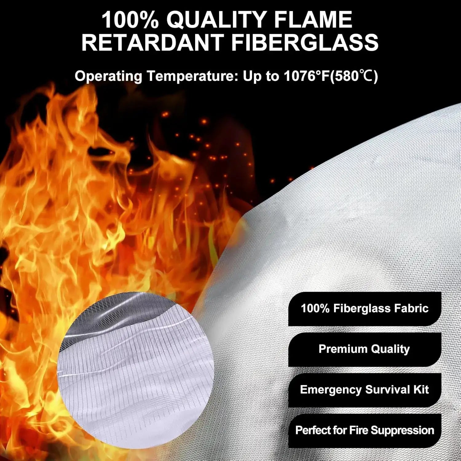 Emergency Fire Blanket Simples Market; fiberglass flame-retardant survival cover for home kitchen safety