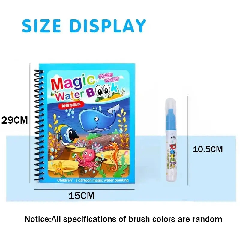 Reusable Water Drawing Book Mess Free Magic Painting Pad With Refillable Water Pen For Kids Learning Educational Toy