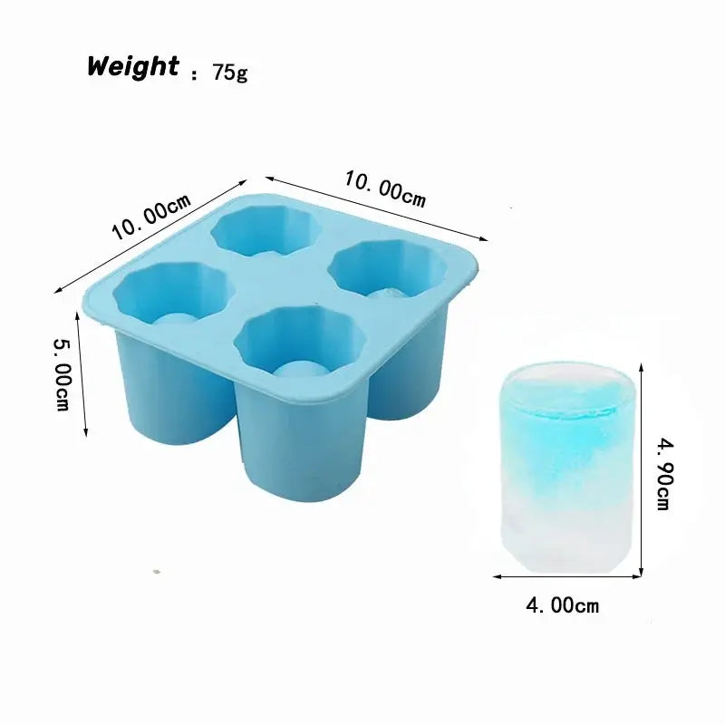 Silicone ice cube mold four-hole round-cup blue by Simples Market