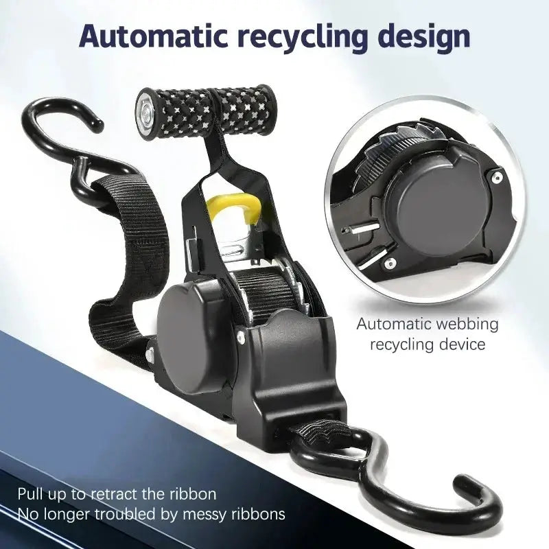 Auto Straps For Cargo Tape Retractable Belts And Ratchet Tensioners For Cars Motorcycles And Luggage