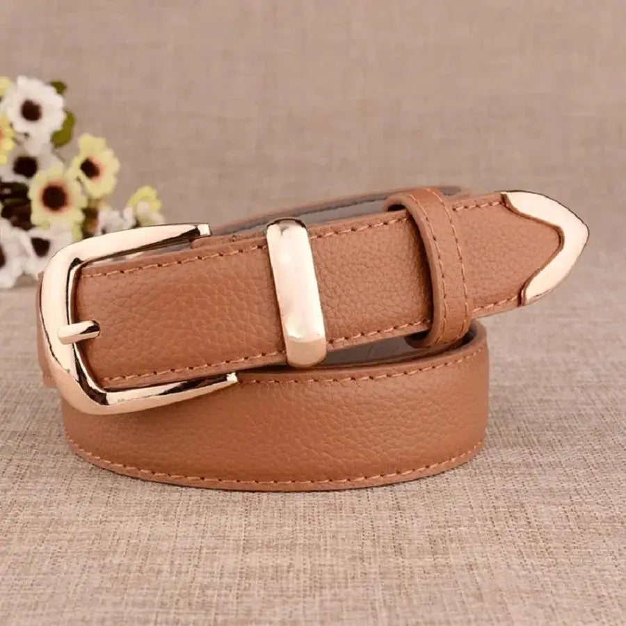VogueLine PU Leather White Womens Trousers Belt Vintage Pin Buckle for Classic Style and High Quality