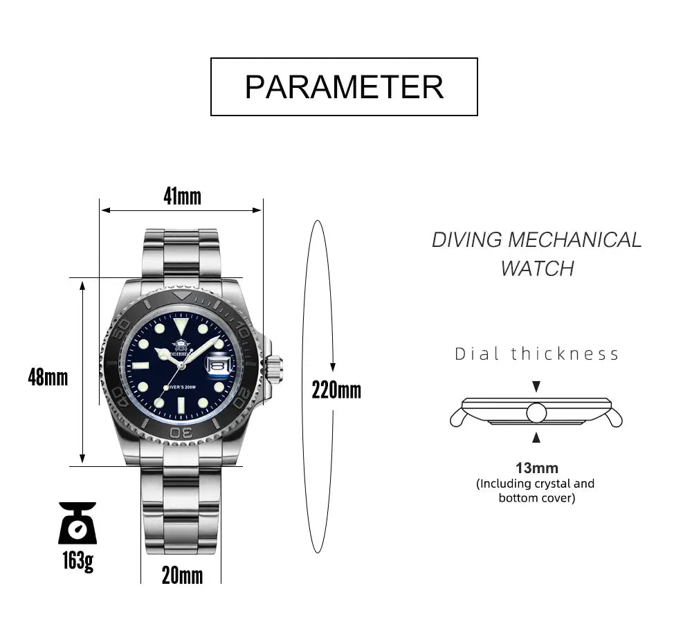 ADDIESDIVE men's quartz diving watch with blue dial, ceramic bezel, stainless steel bracelet
