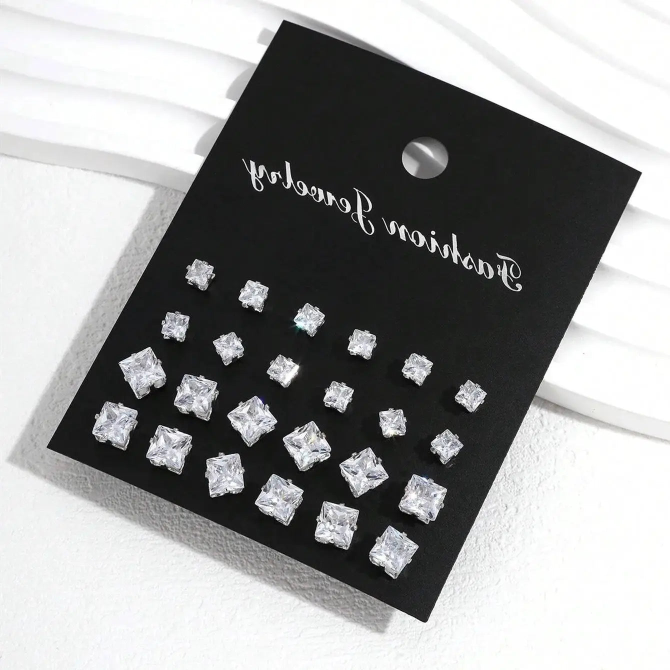 12 Pairs Zirconia Decorative Stud Earrings Set Luxurious Simple Shiny Gift For Women For Parties And Occasions