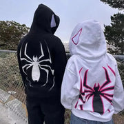 Urban Nocturne Full Zip Spider Hoodie Unisex Oversized Harajuku Streetwear With Graphic Y2K Style