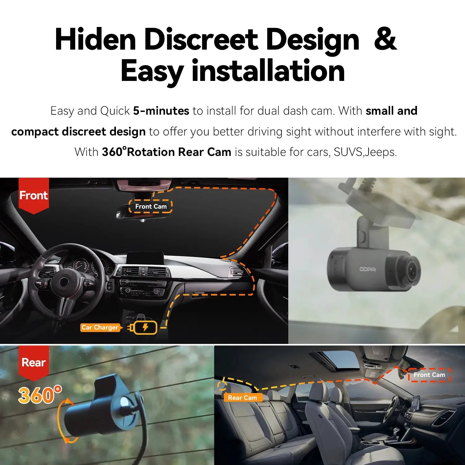 Simples Market DDPAI Mola N3 Pro dash camera; dual front and rear cams, 2.5K, wireless car DVR