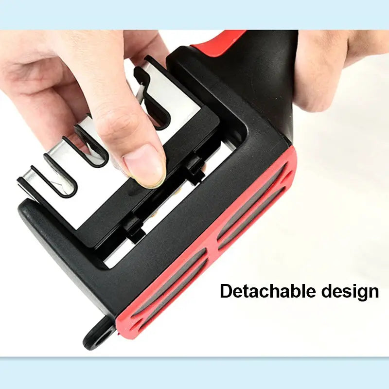 Kitchen 4 Segment Knife Sharpener Household Multi Functional Hand Held Three Purpose Black Sharpening Stone
