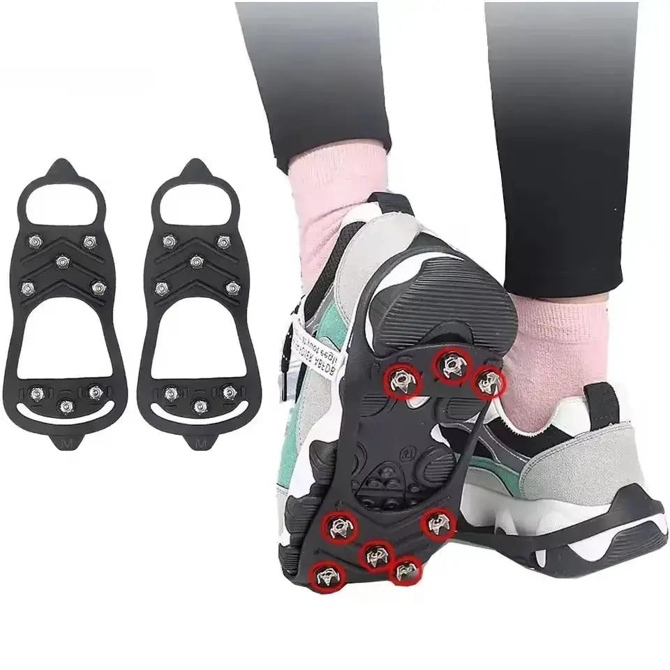 8 Teeth Ice Gripper Spike Shoes For Winter Hiking And Snow Climbing Anti Slip Crampons