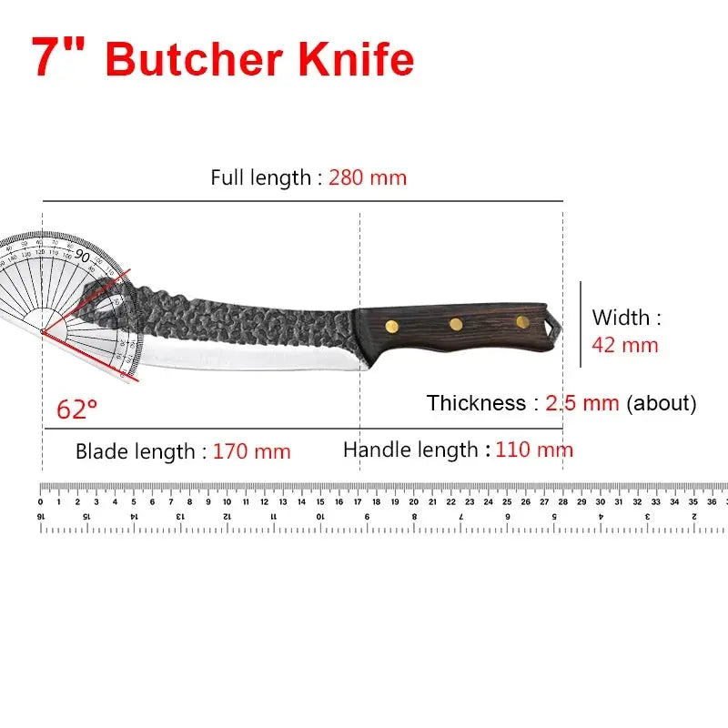 Handmade Kitchen Knife With Stainless Steel Blade And Wood Handle Chef Knife For Meat Slicing Fruit And Vegetable